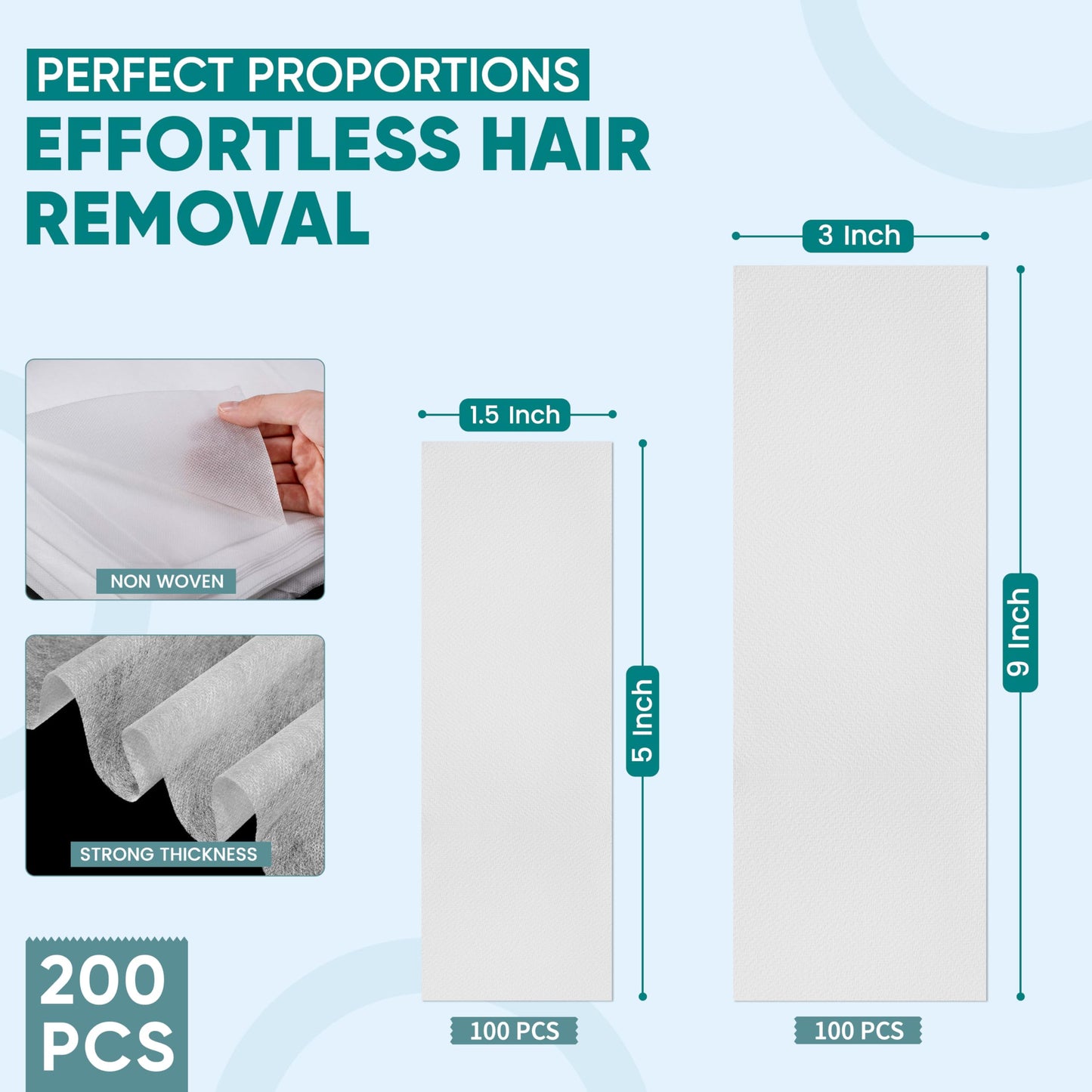 Amira Beauty Non-Woven Wax Strips, 200 Count, Hair Removal Waxing Strips for Face and Body, Disposable Epilating Strips Beauty and Personal Care Amira Beauty