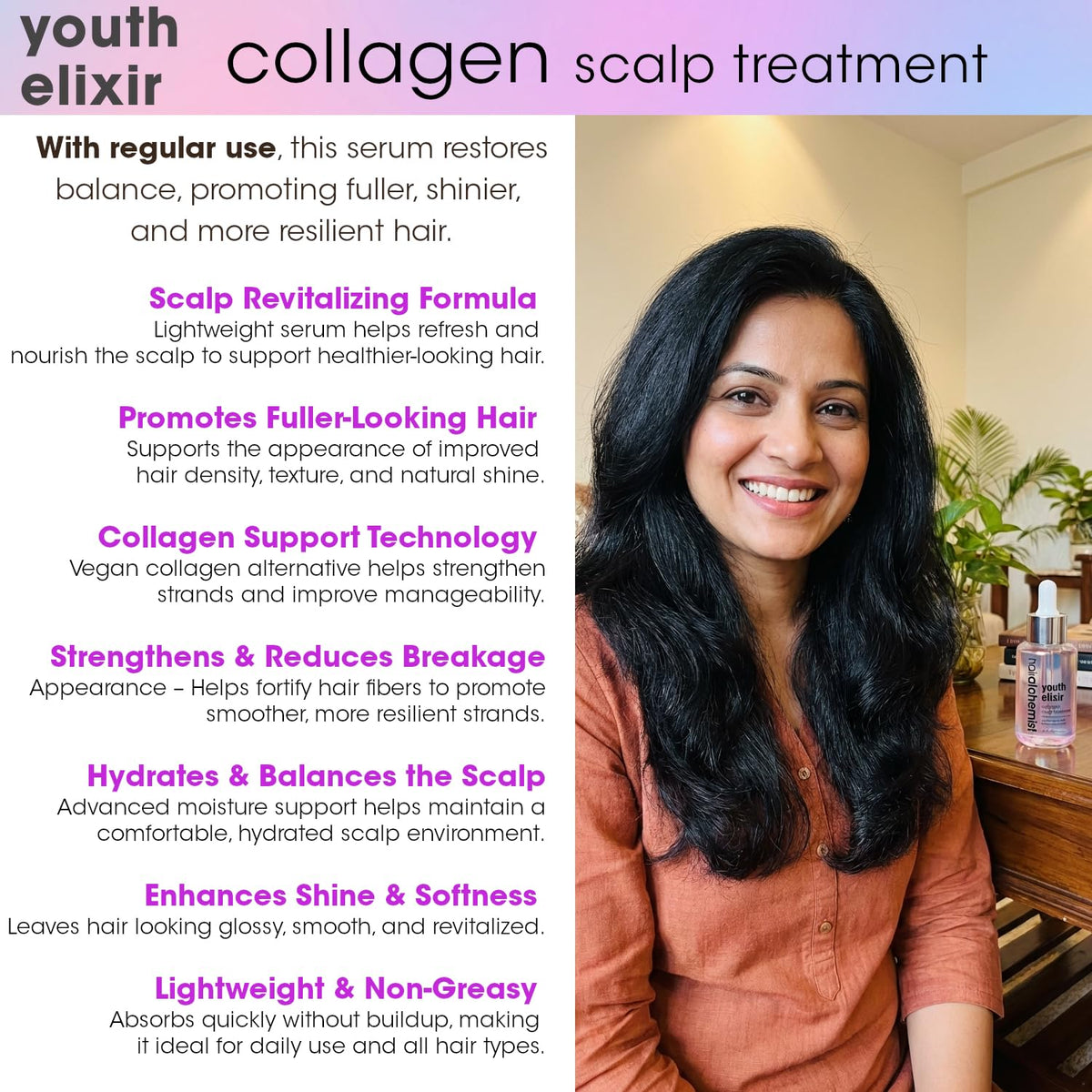 Hair Alchemist Youth Elixir Collagen Scalp Treatment 1.65 oz. for Youthfully Healthy Hair Growth, Texture and Shine, Lightweight Scalp Revitalizing Beauty & Personal Care Hair Chemist