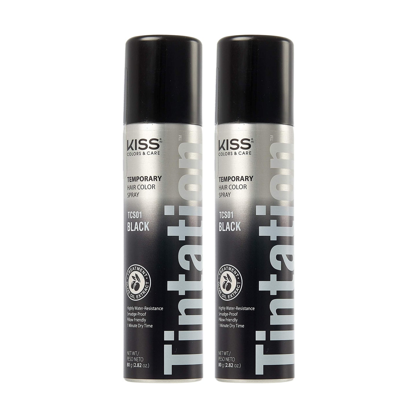 Kiss Gray Hair Concealer - Temporary Tintation Color Spray for Root Touch Up and Hair Dye 2.82 oz. 2 PACK (Black) Beauty & Personal Care Red by Kiss