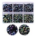 3000pcs Flatback Rhinestones for Crafts, Black AB Crystals Rhinestone, Resin Glitter Gems Nail Diamonds Rhinestones for Clothes Accessories DIY Beauty & Personal Care OEMOO