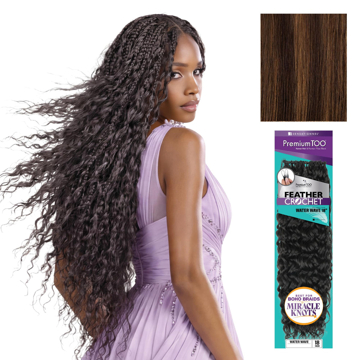Sensationnel PremiumToo Feather Crochet Braids-Water Wave,18in, S4/30