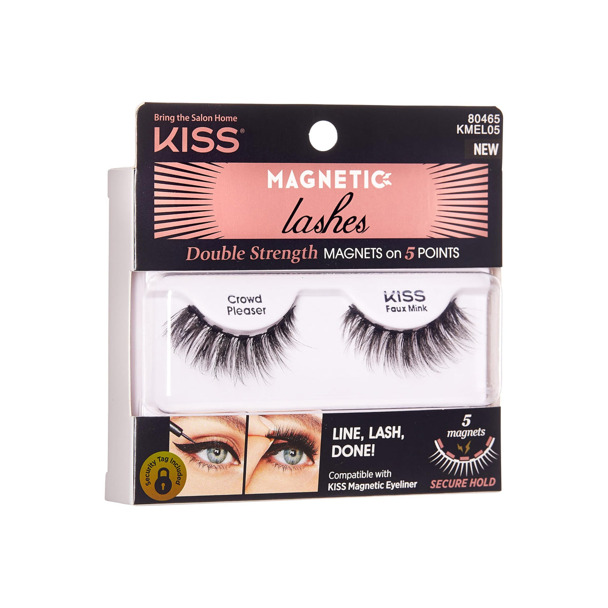 KISS Magnetic Lashes, Crowd Pleaser, 1 Pair of Synthetic False Eyelashes With 5 Double Strength Magnets, Wind Resistant, Dermatologist Tested Fake Beauty & Personal Care KISS