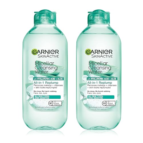 Garnier Micellar Water with Hyaluronic Acid, Facial Cleanser & Makeup Remover, Hydrating and Plumping, For All Skin Types, Vegan, Cruelty Free, 13.5 Beauty & Personal Care Garnier