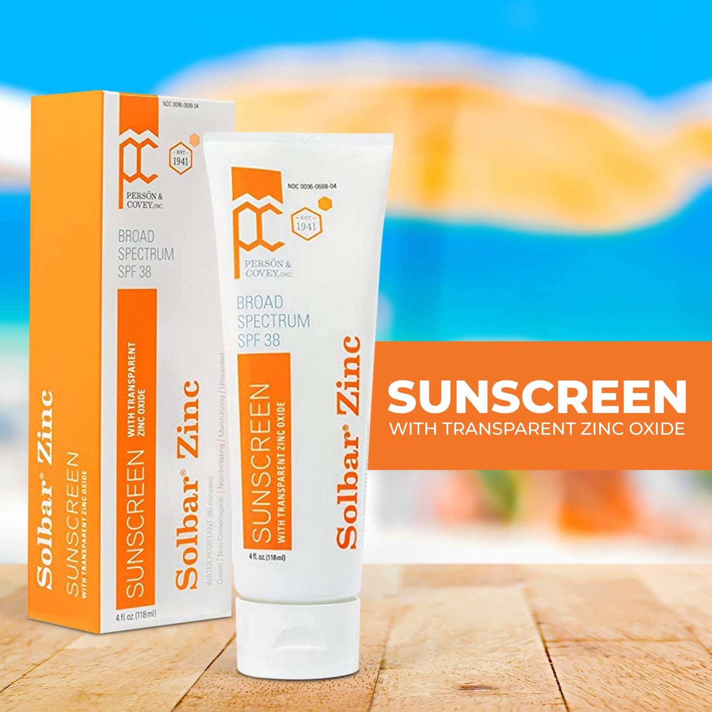 SOLBAR Sunscreen Zinc Unscented Transparent Cream SPF 38, 4 oz Beauty & Personal Care Solbar