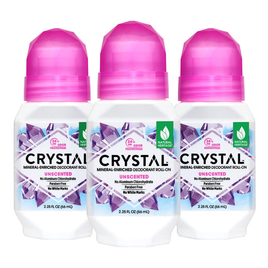 CRYSTAL BODY DEODORANT Roll-On - Unscented Susan G Komen (2.25 fl oz) - 3 Pack - Packaging May Vary Beauty and Personal Care Crystal Essence