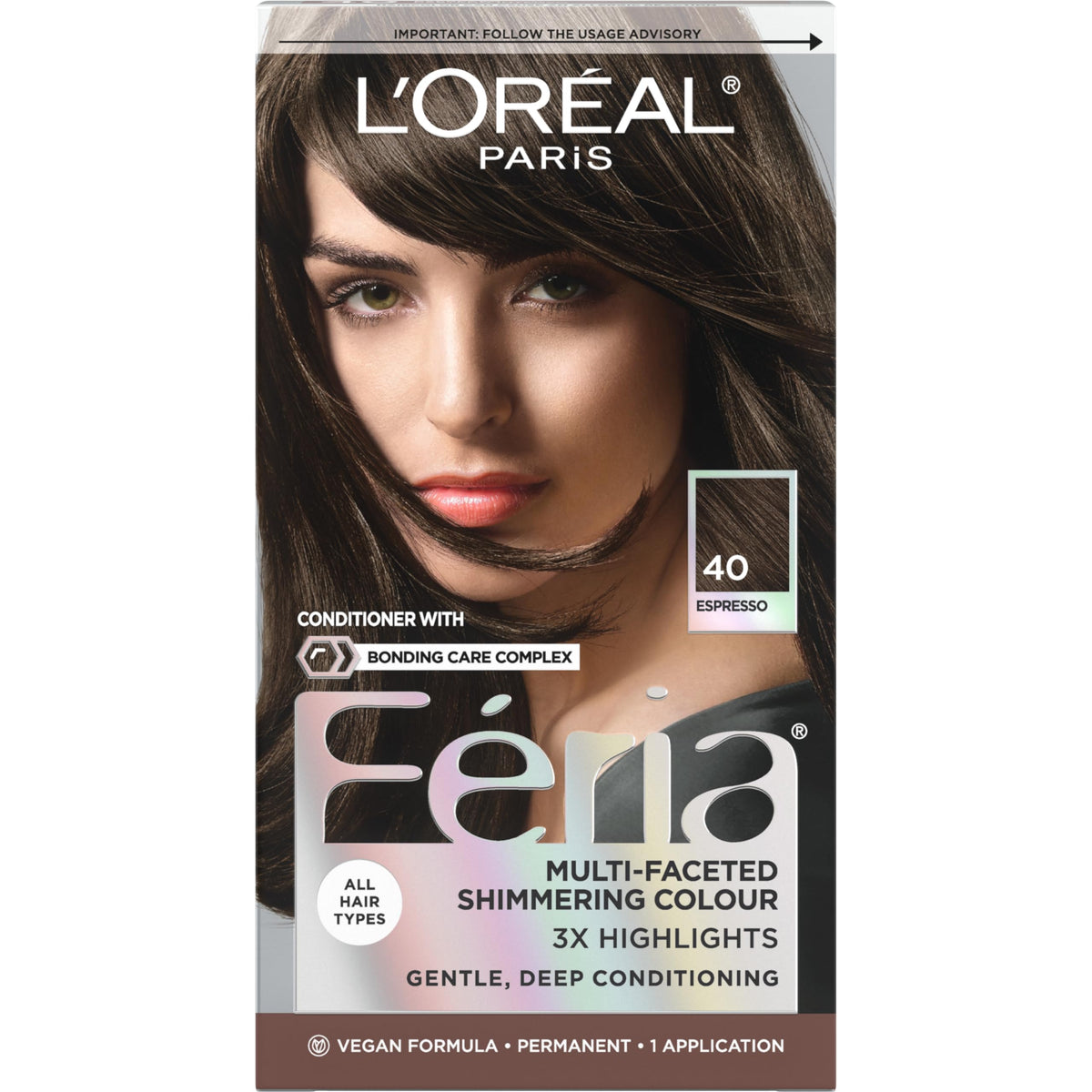L'Oreal Paris Feria Multi-Faceted Shimmering Permanent Hair Color, 40 Espresso, Pack of 1 Hair Dye Kit Beauty & Personal Care L'Oreal Paris