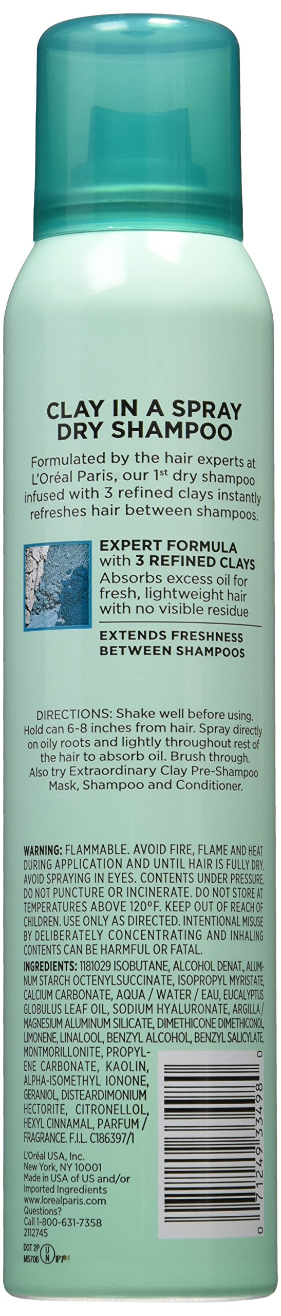 L'Oréal Paris Elvive Extraordinary Clay Dry Shampoo, 4 oz. (Packaging May Vary) Beauty & Personal Care L'Oreal Paris