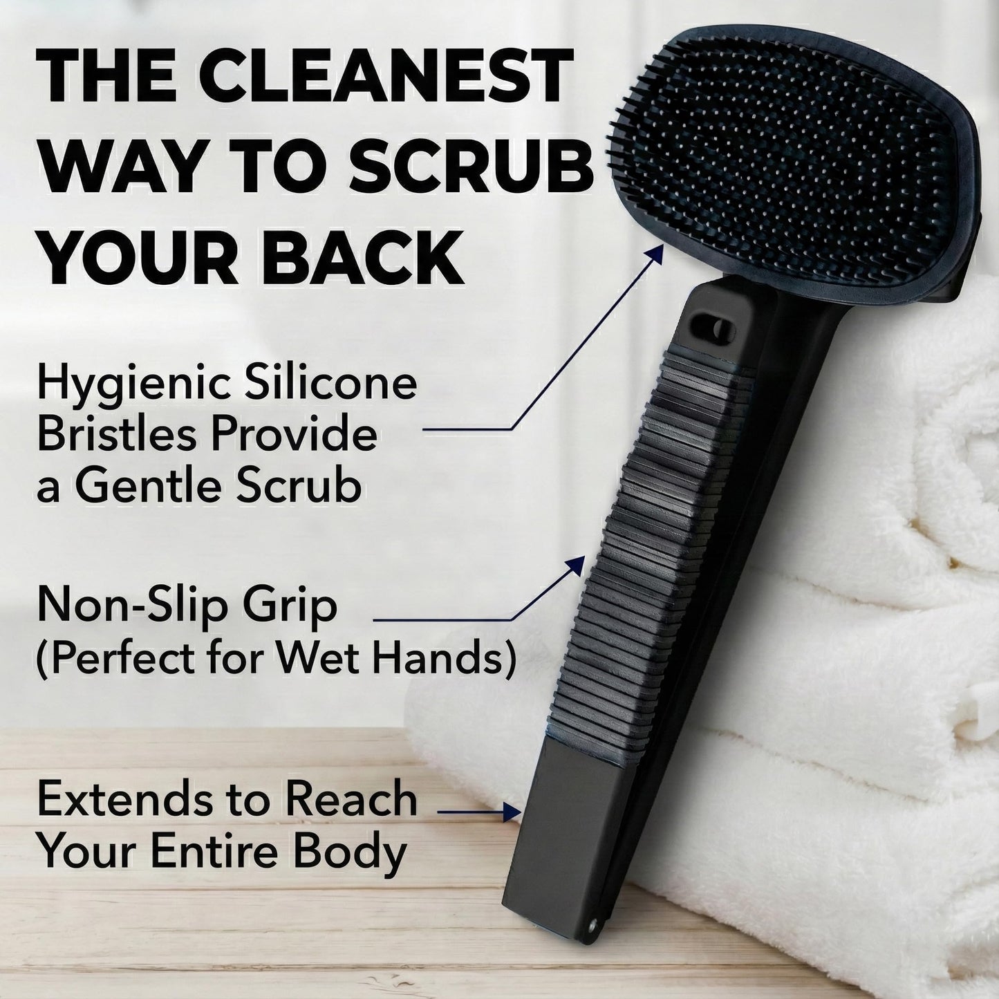 Bearback Silicone Body Scrubber with Extendable Handle - Back Scrubber for Shower, Men & Women - Removable Soft Brush, Gentle, Hygienic & Easy to Use Beauty and Personal Care bearback