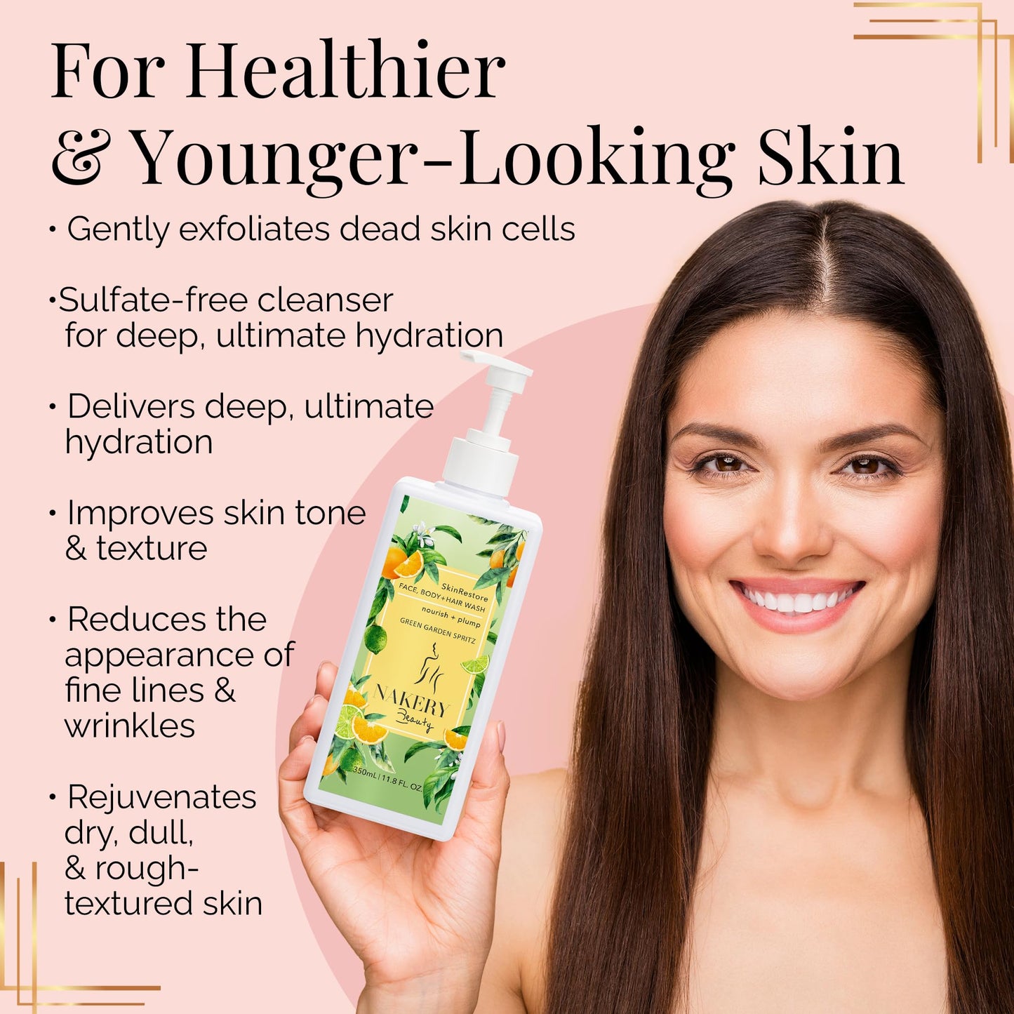Nakery SkinRestore Hydrating Face & Body Wash with Hyaluronic Acid - Body Wash for Sensitive Skin - Foaming Face Wash & Oil Cleanser for Women 350ml Beauty & Personal Care Nakery