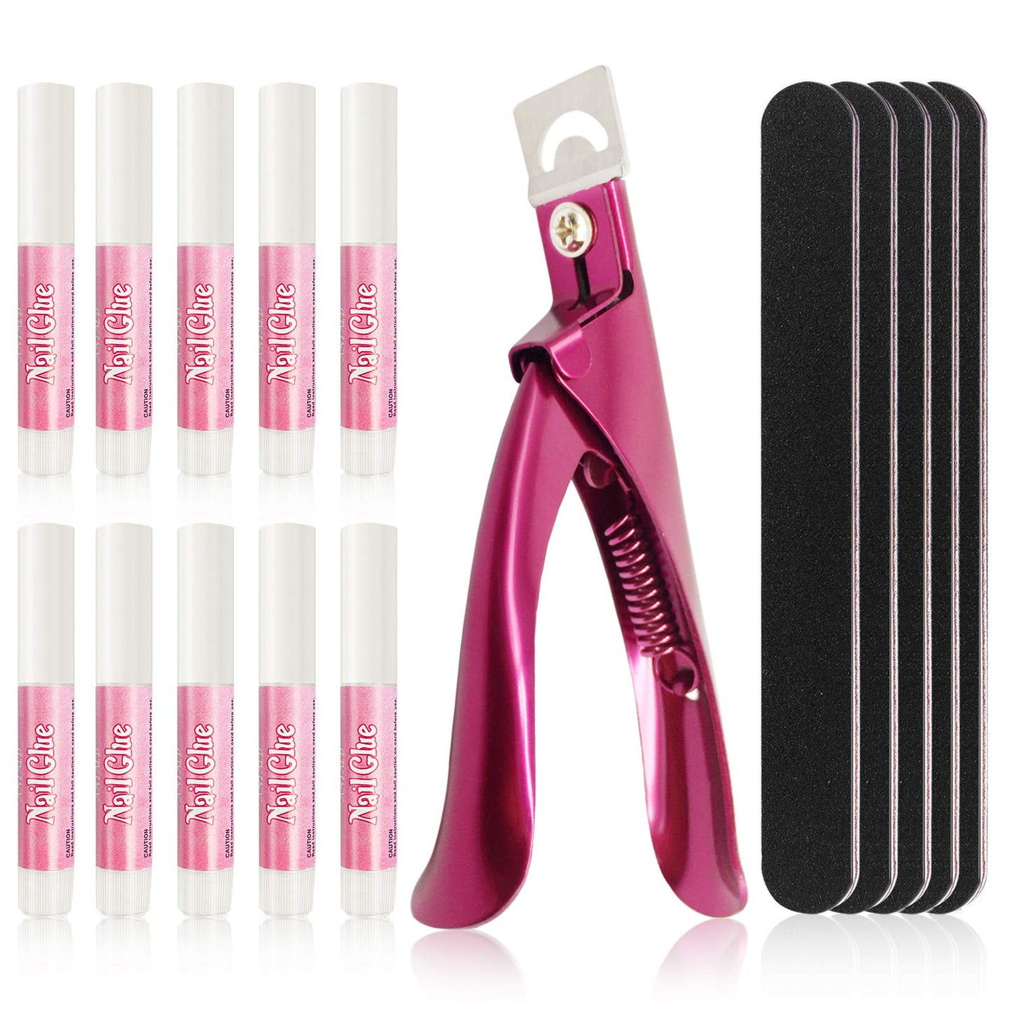 16 Pcs Nail Glues Set,10 PCS Nail Glue for Acrylic Nails,Adhesive Super Bond for Fake Nails,1 Nail Clipper Cutter for Fake Nails,5 Double Sided Emery Beauty & Personal Care Tailpa