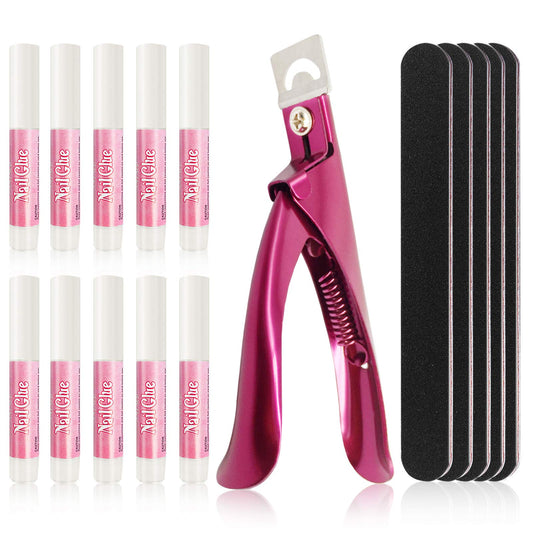 16 Pcs Nail Glues Set,10 PCS Nail Glue for Acrylic Nails,Adhesive Super Bond for Fake Nails,1 Nail Clipper Cutter for Fake Nails,5 Double Sided Emery Beauty & Personal Care Tailpa