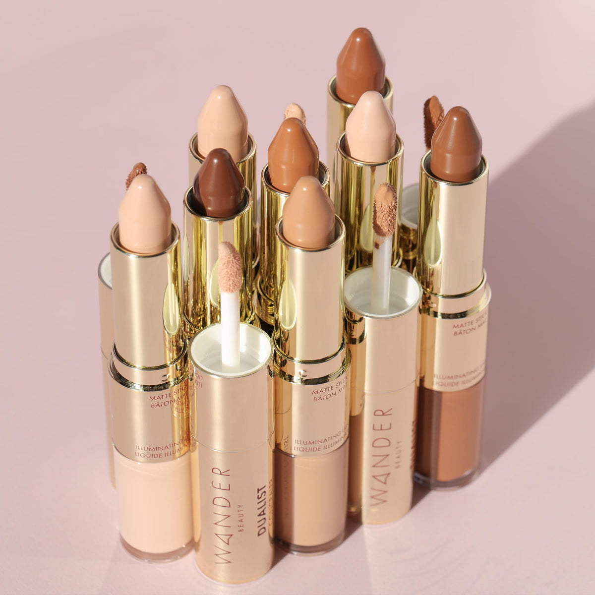Wander Beauty Dualist Matte and Illuminating Concealer Makeup - Golden Medium - Dual-Ended Matte & Liquid Concealer Stick - Full Coverage Formula to