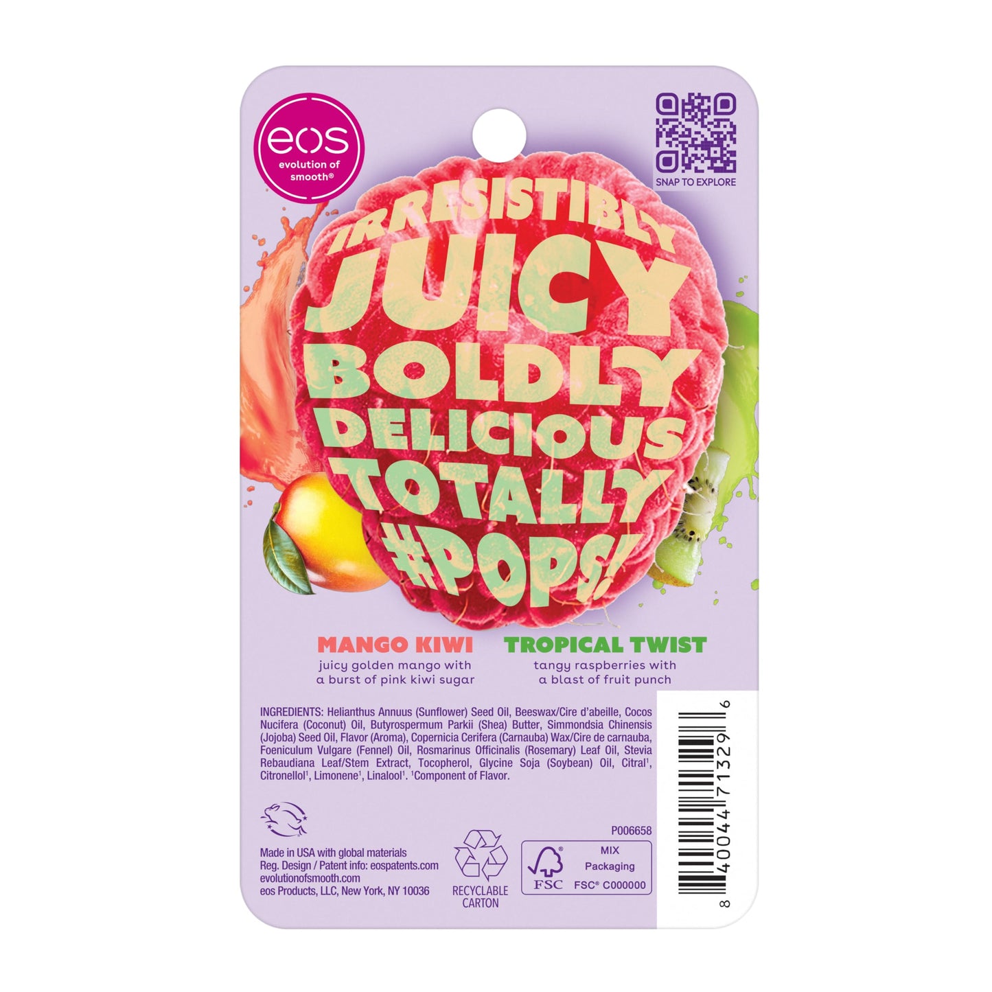eos Flavorlab Pops! Lip Balm- Mango Kiwi & Tropical Twist, Limited-Edition, 0.14 oz, 2-Pack Beauty and Personal Care eos