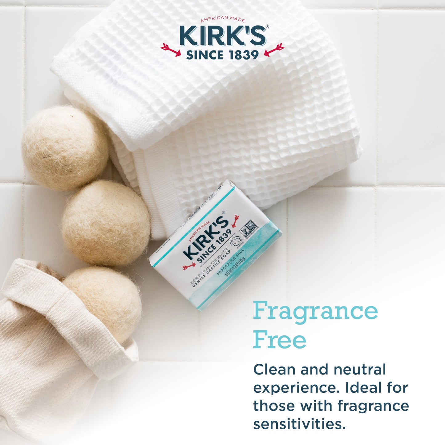 Kirk's Fragrance Free Castile Bar Soap (Pack of 3) Beauty & Personal Care Kirk's
