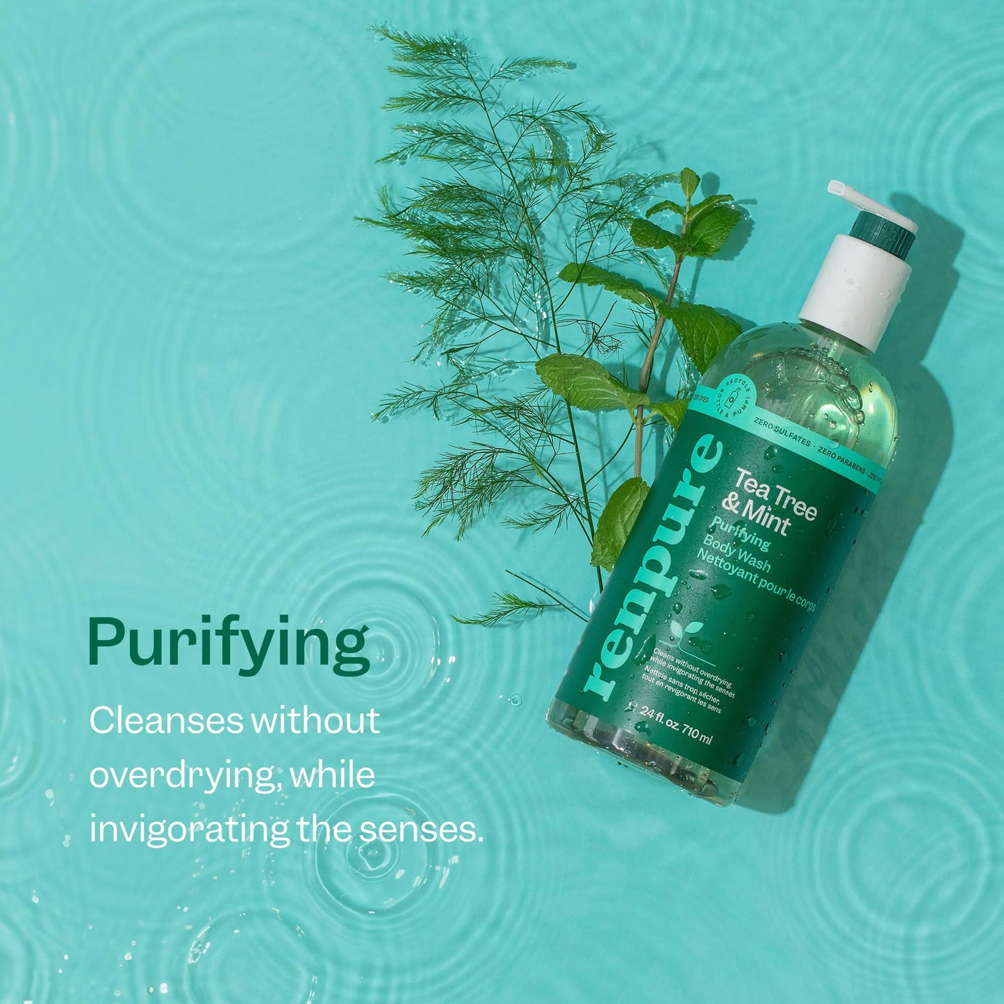 Renpure Tea Tree & Mint Body Wash - Cleanses, Invigorates & Refreshes Skin Without Over-Drying - For All Skin Types - Tea Tree Leaf Oil, Spearmint Beauty & Personal Care RENPURE