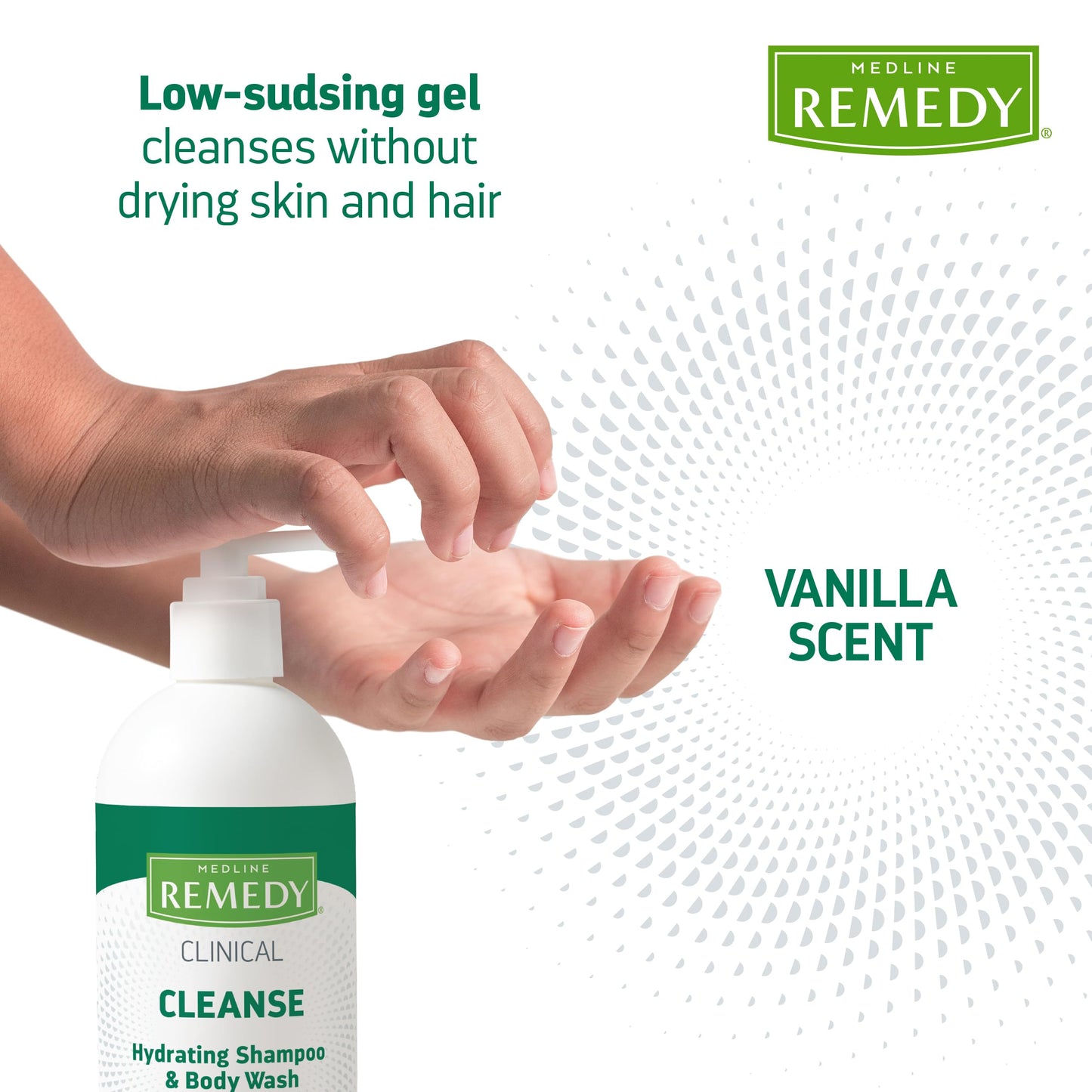 Medline Remedy Clinical Hydrating Shampoo & Body Wash (16 fl oz), Vanilla Scent, Cleanser, No-Rinse, Adults, Kids, Shower Or Bedside, Dimethicone Beauty & Personal Care Medline Remedy