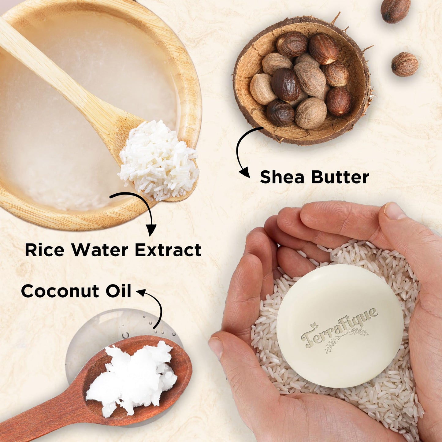 TERRAFIQUE Rice Water Shampoo Bar - Citrus Scent - Nourishing Shampoo with Cocoa Butter, Shea Butter for Hair Growth - 3.5 Oz / 100 G Beauty & Personal Care TERRAFIQUE