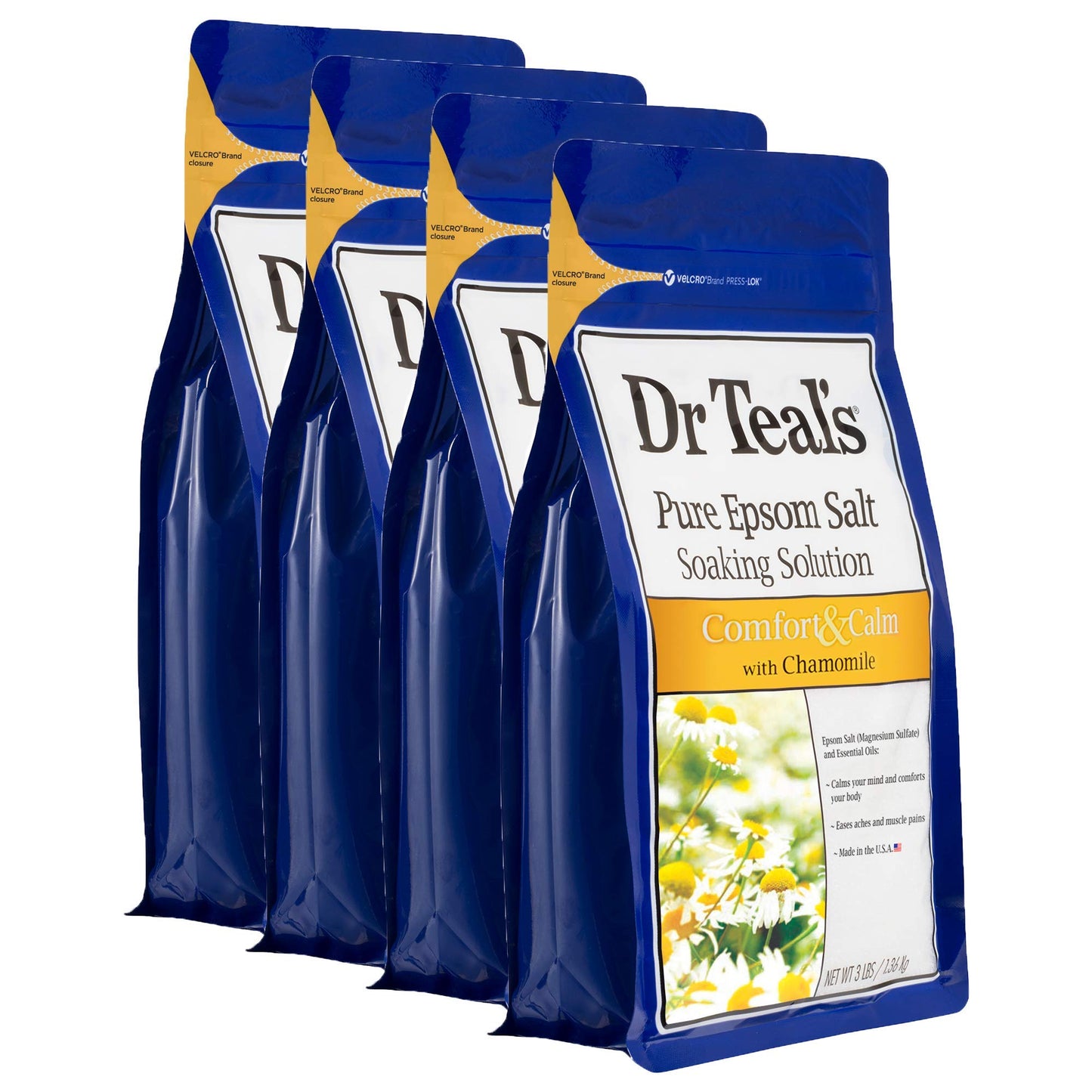 Dr. Teal's Comfort & Calm Bath Soak Gift Set (4 Pack, 3lbs Ea.) - Chamomile Essential Oils Blended with Pure Epsom Salt - Calm Your Mind & Body, Ease Beauty and Personal Care Dr Teal's