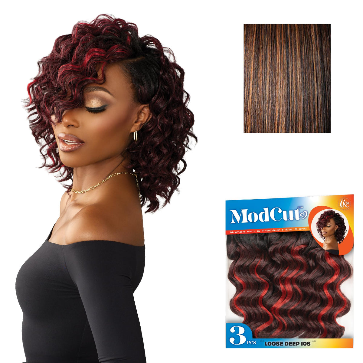 Sensationnel Curls Kinksandco ModCut 3pcs Bundles -Loose Deep 10S,S1B/30