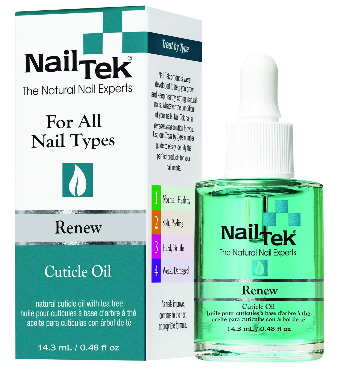 Nail Tek Renew, Natural Cuticle Oil with Tea Tree for All Nail Types, 0.48 oz, 1-Pack Beauty & Personal Care Nail Tek