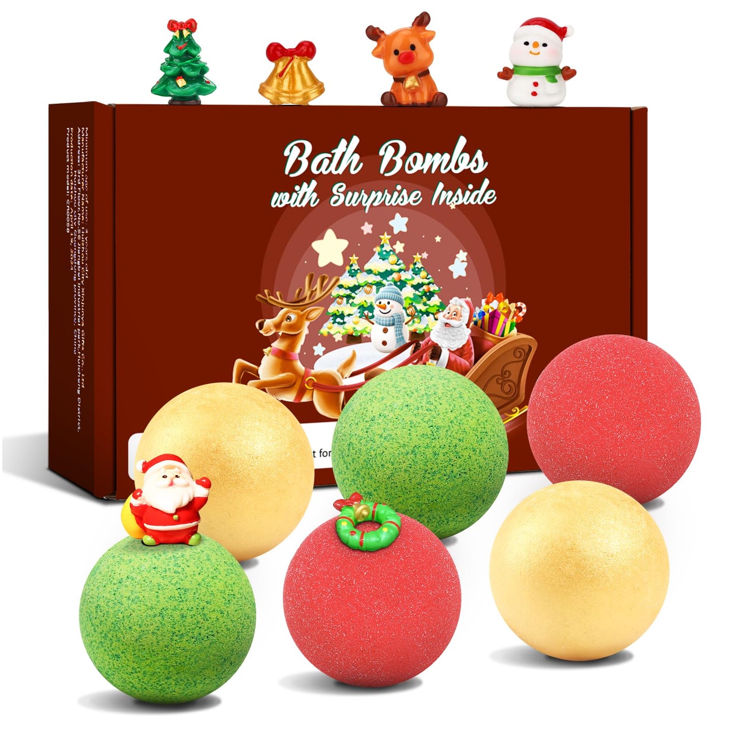 Christmas Bath Bombs for Kids with Surprise Toys Inside, 2025 Christmas Stocking Stuffers Gift for Kids, 6 Pack Bubble Bath Bomb for Boys Girls Beauty and Personal Care sanyi