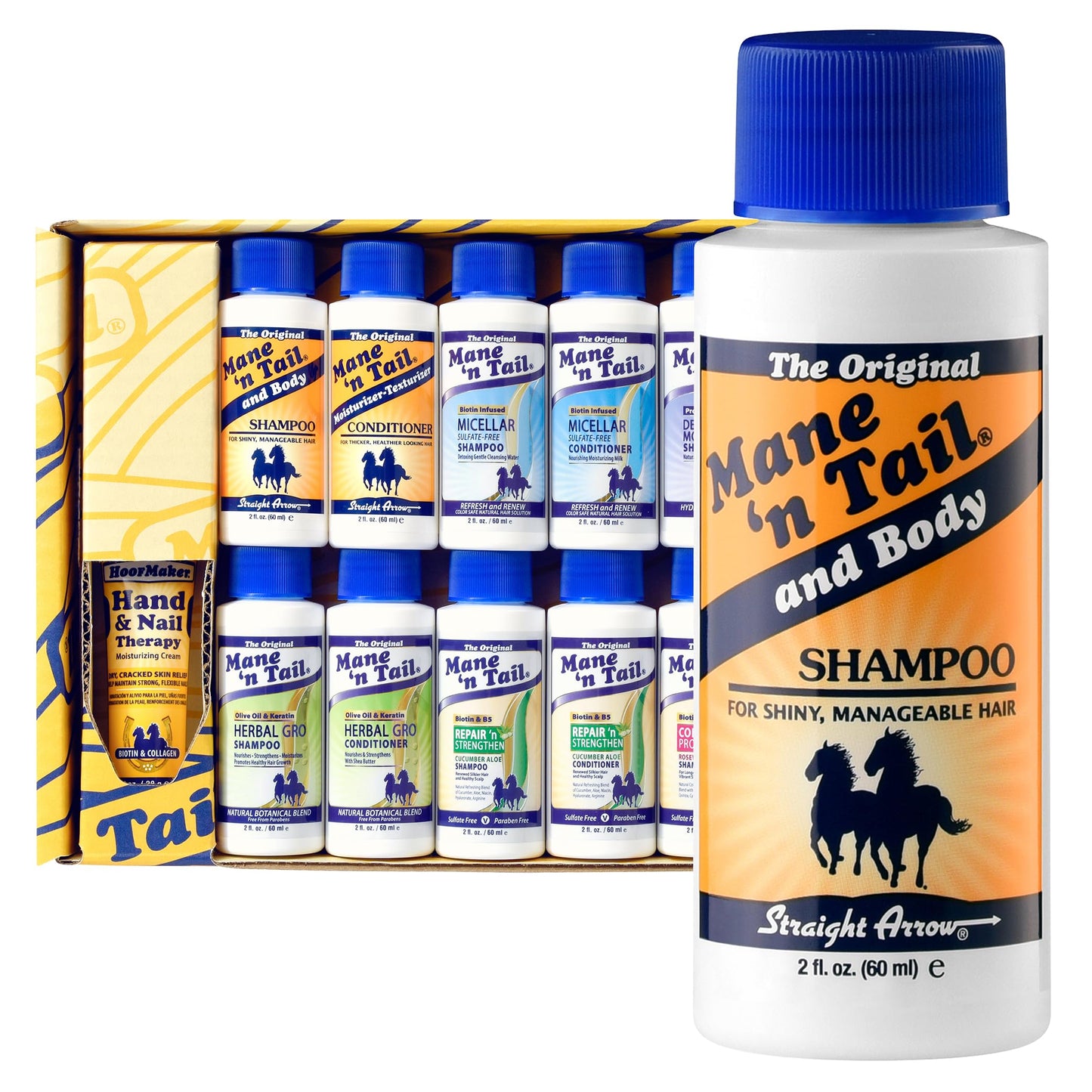 Mane 'n Tail Brand Sampler Trial Size Shampoos Conditioners and Detanglers to Cleanse Strengthen and add Moisture to Hair 15 Piece Set Beauty & Personal Care Mane 'n Tail