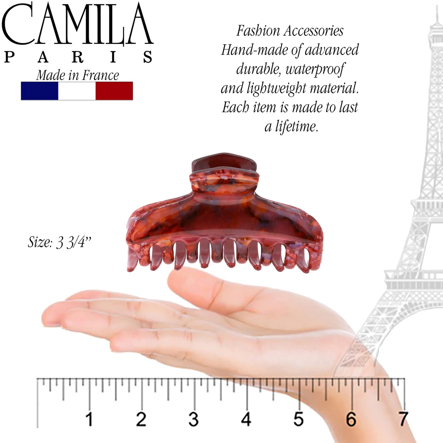 Camila Paris CP3309 French Hair Clip for Women Thick Hair for Long Curly Wavy Hair, Red, Girls Hair Claw Clips Fashion Styling Hair Accessories Beauty & Personal Care Camila