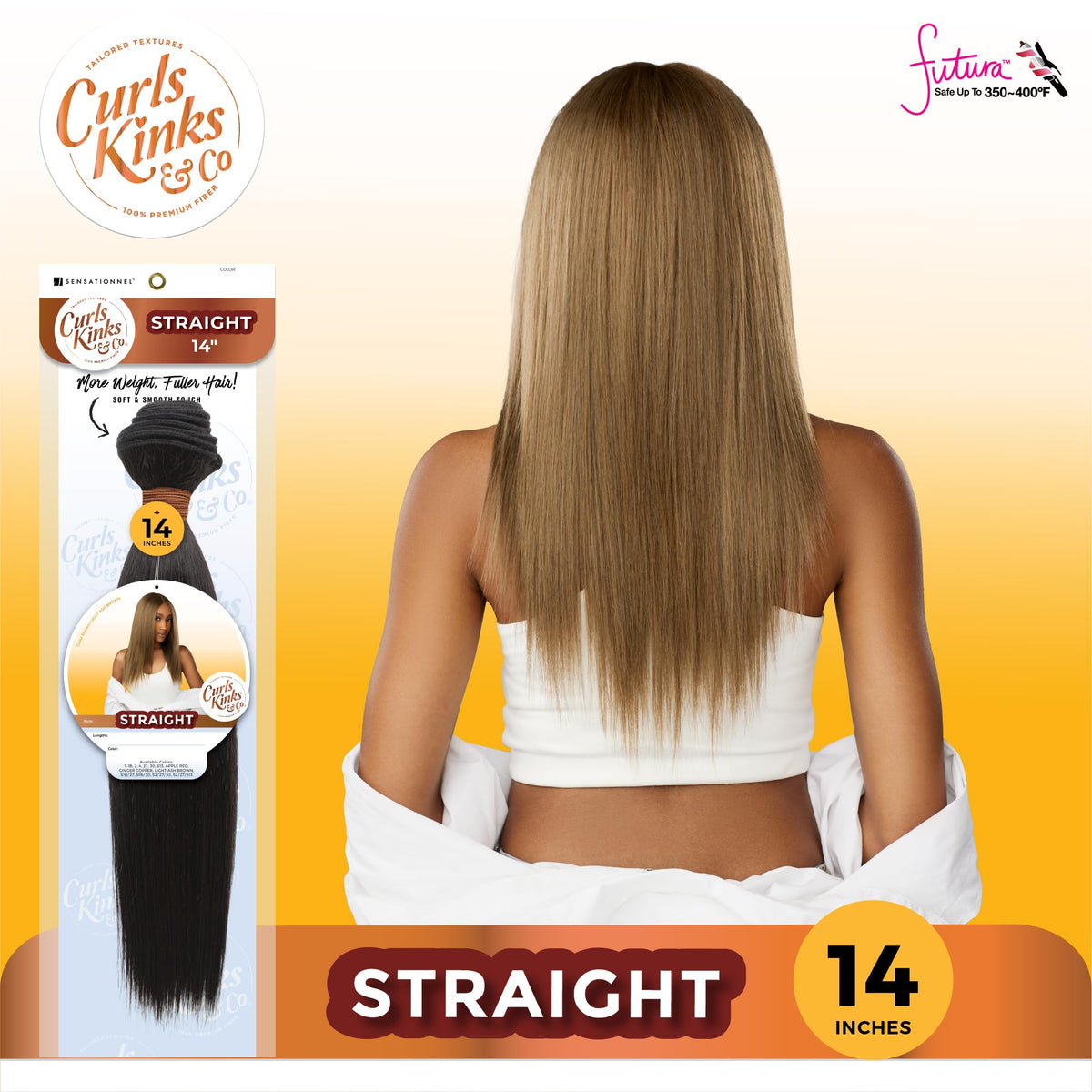 Sensationnel CKCO Synthetic Bundle-Straight,1 pack 14 inch, LIGHTASHBROWN