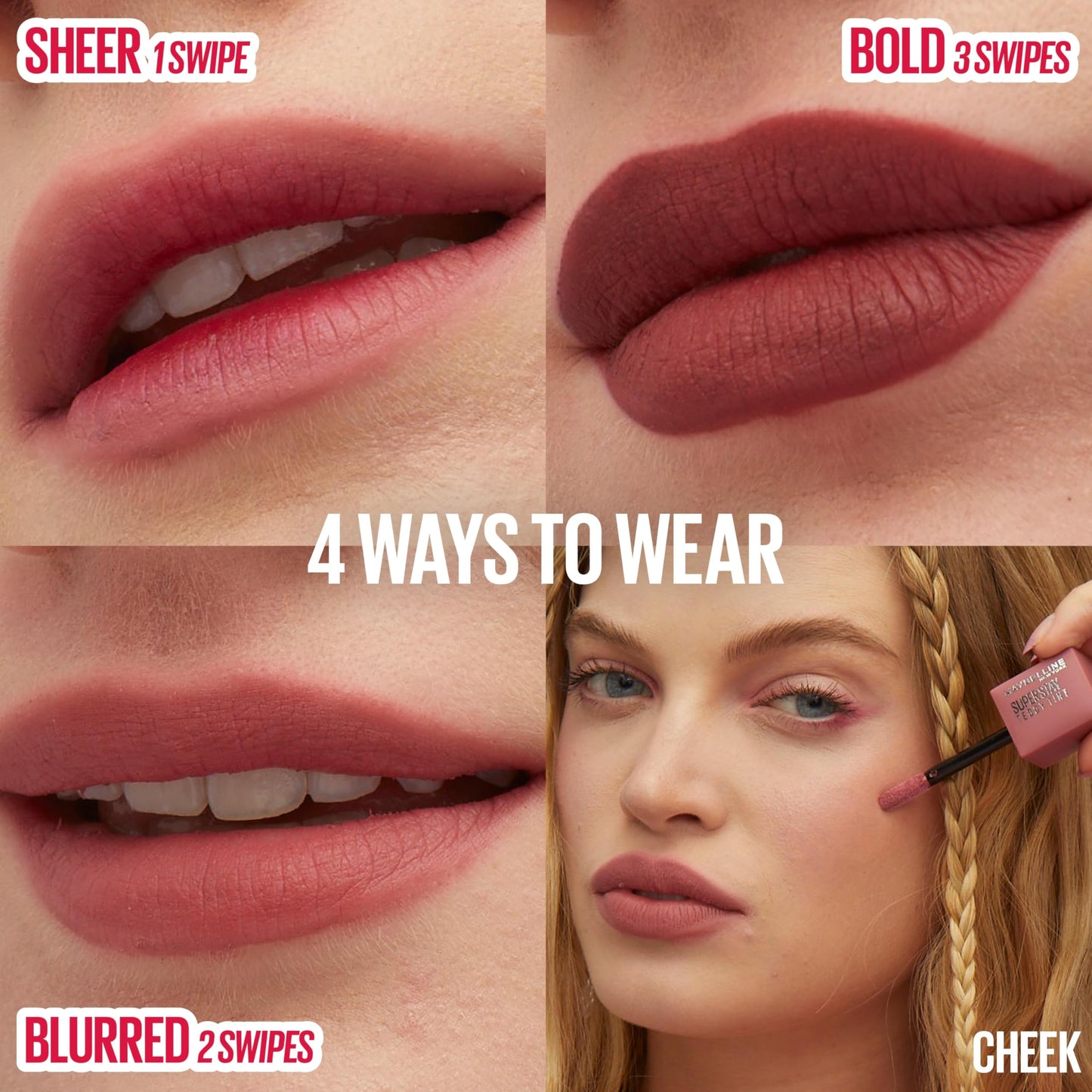 MAYBELLINE Super Stay Teddy Lip Tint, Long Lasting Matte Lipstick for Up To 12HR Wear, Buffed Out, 1 Count Beauty & Personal Care MAYBELLINE