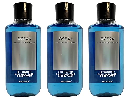 Lot of 3 Bath and Body Works Ocean Signature Collection 2 in 1 Hair Shampoo Body Wash for Men 10 Fl Oz Beauty & Personal Care Bath & Body Works