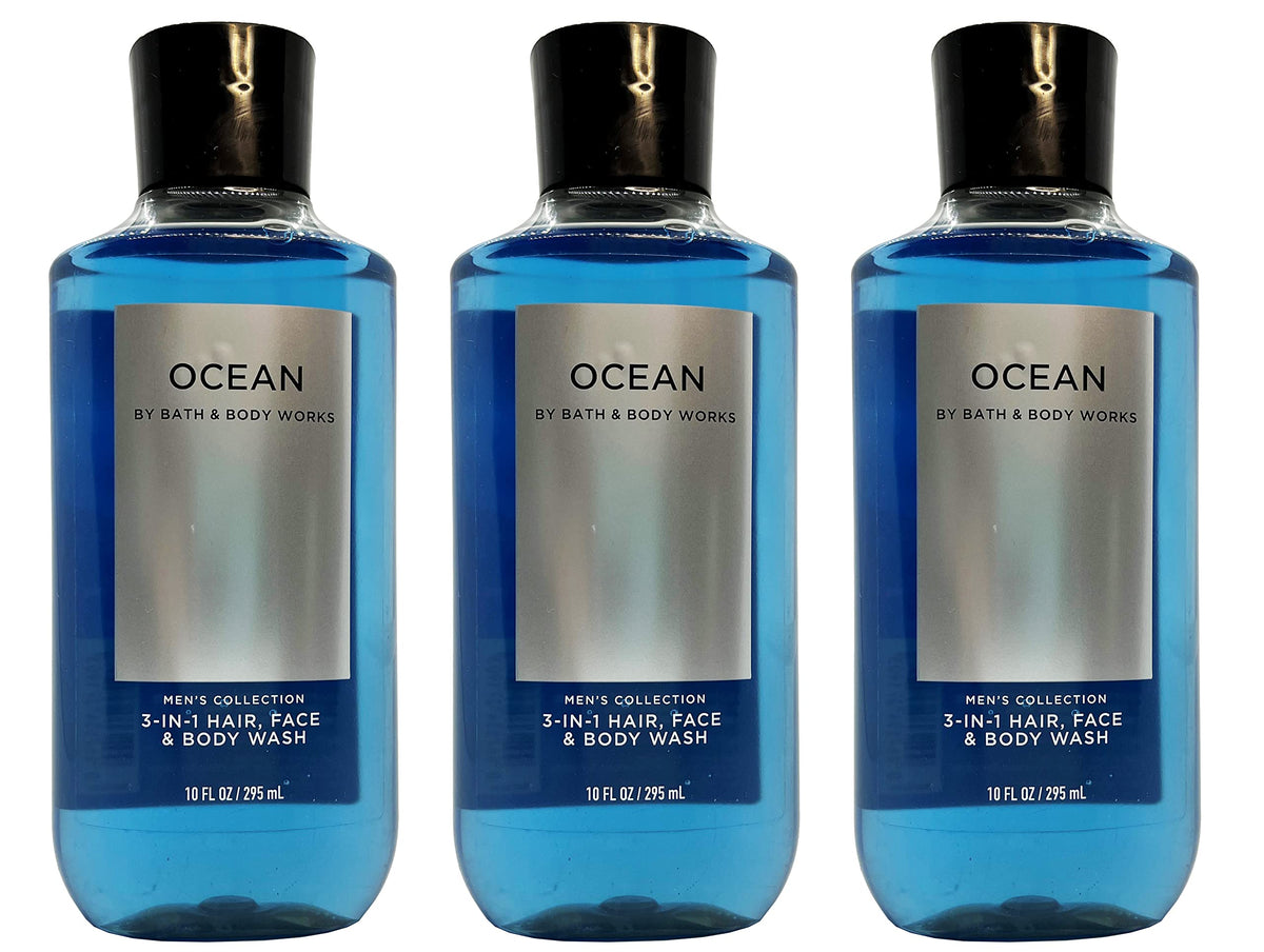 Lot of 3 Bath and Body Works Ocean Signature Collection 2 in 1 Hair Shampoo Body Wash for Men 10 Fl Oz Beauty & Personal Care Bath & Body Works