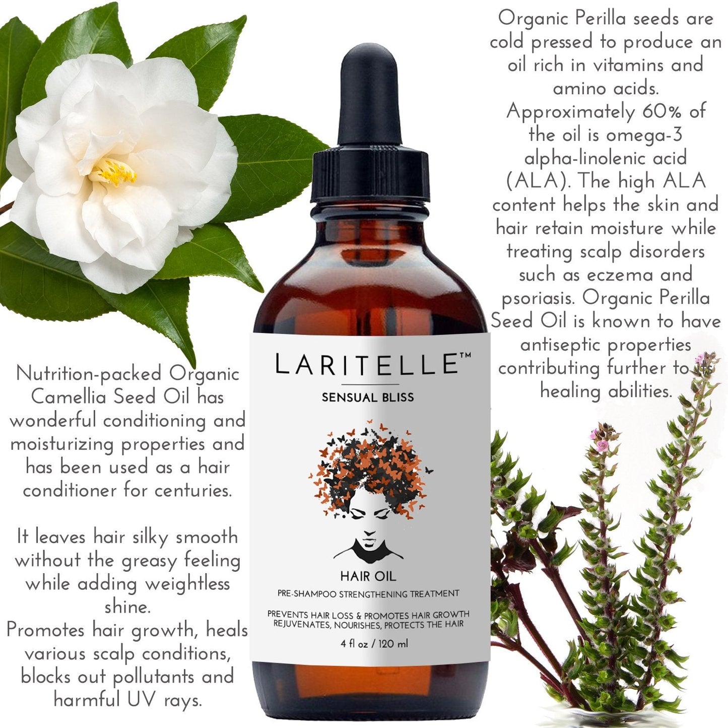 Laritelle Organic Hair Growth Set | Shampoo 16 oz + Conditioner 16 oz + Hair Loss Treatment 4 oz | Argan Oil, Rosemary, Palmarosa & Orange | NO GMO Beauty & Personal Care Laritelle