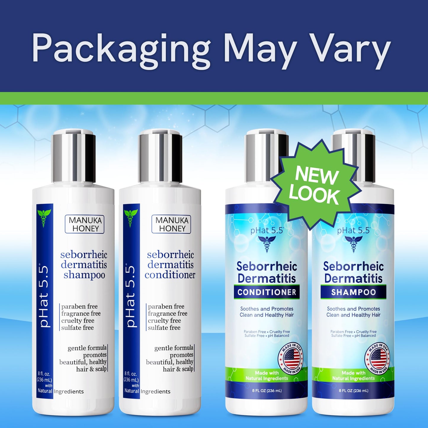 Sulfate Free Shampoo and Conditioner Set for Seborrheic Dermatitis Relief - Severe Dry & Itchy Scalp Treatment with Manuka Honey, Aloe Vera & Coconut Beauty & Personal Care pHat 5.5