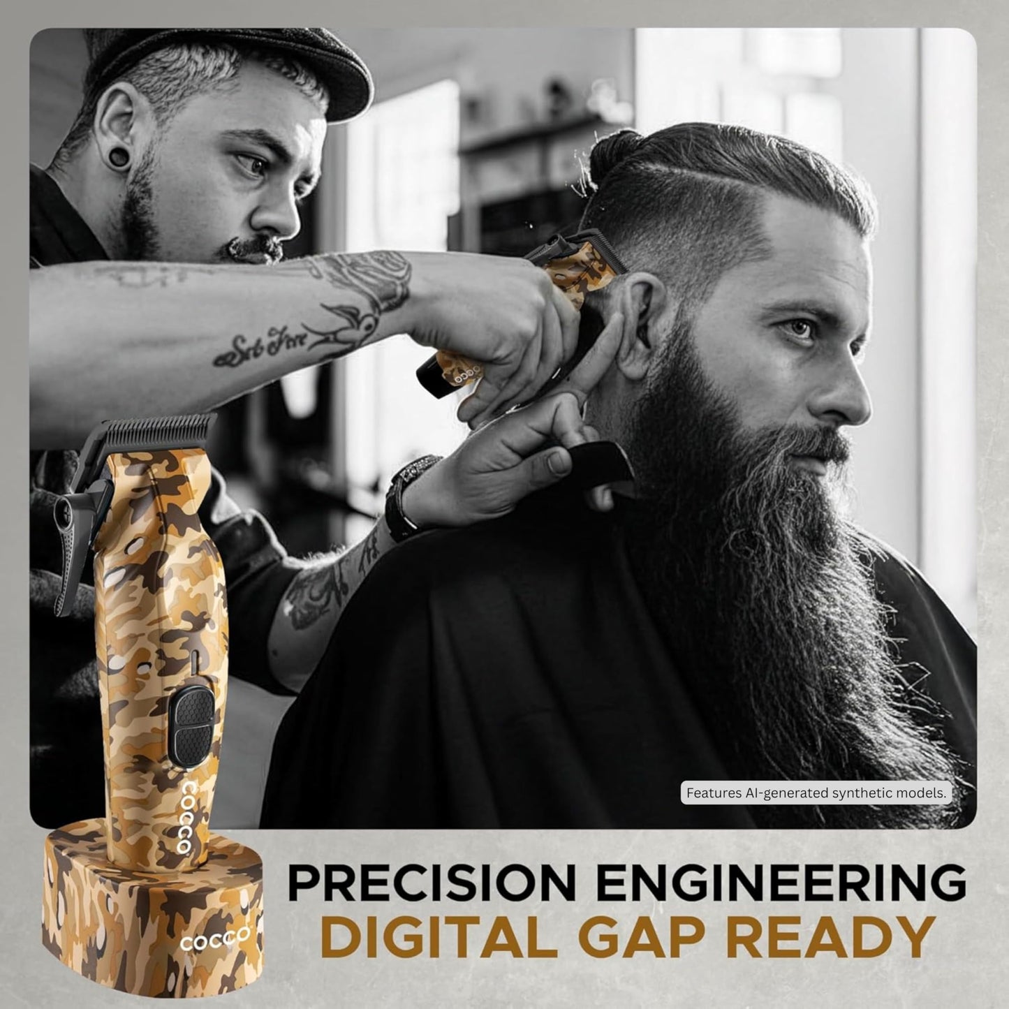 Cocco Hyper Veloce Pro Clipper, Digital Gap Ambassador Graphene Taper Blade Professional Hair Clippers, High-Torque BLDC Motor, All-Metal, Cordless Beauty and Personal Care Cocco