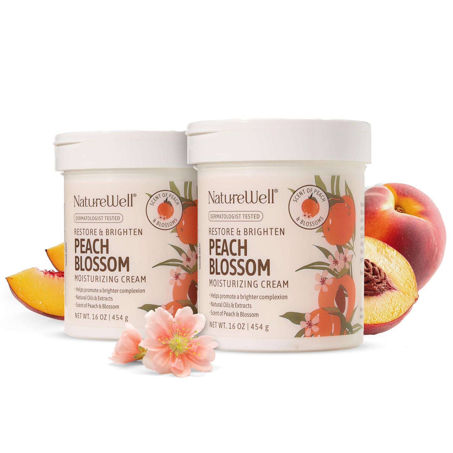NATURE WELL Peach Blossom Restore & Brighten Moisturizing Cream For Face & Body, Infused With Peach Extract, Niacinamide, & Hyaluronic Acid, Promotes Beauty & Personal Care NATURE WELL