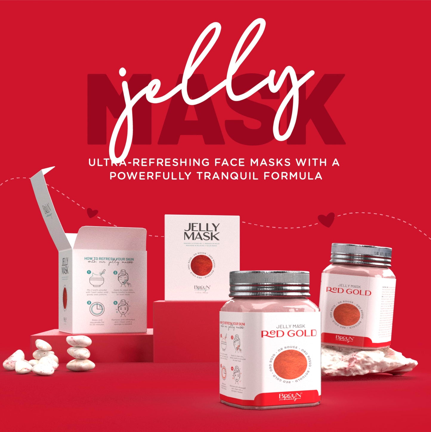 BRÜUN Jelly Mask Jar Red Gold Lactic AC AHA Peel-Off Face Care Rubber Mask | 23 fl oz Skin Care Moisturizing Gel Mask Jar Spa Set Beauty & Personal Care BRÜUN