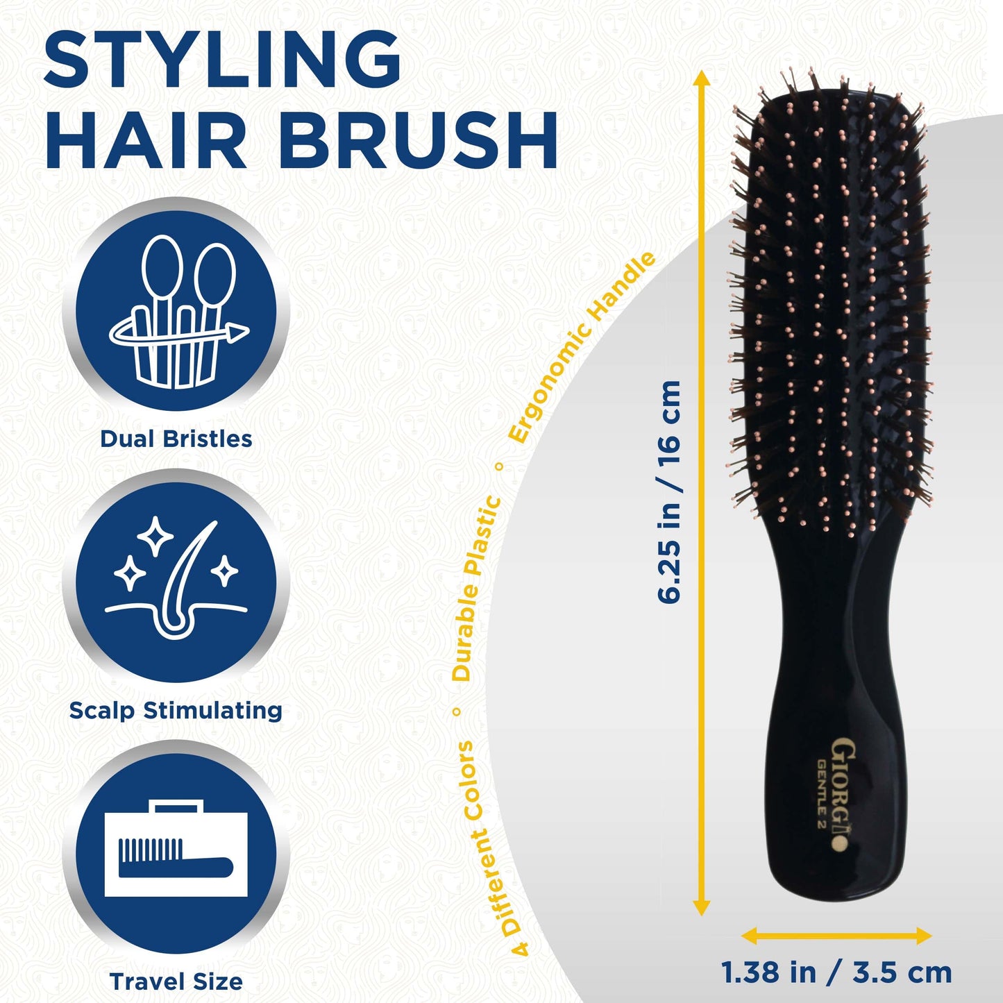 Giorgio Gentle Mini Hair Brush for Men - Dual Length Bristles for Fine and Thick Hair, Scalp Massager, Detangler, and Travel Brush Beauty & Personal Care GIORGIO