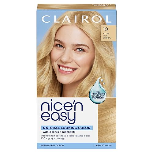 Clairol Nice'n Easy Permanent Hair Dye, 10 Extra Light Blonde Hair Color, Pack of 1 Beauty & Personal Care Clairol