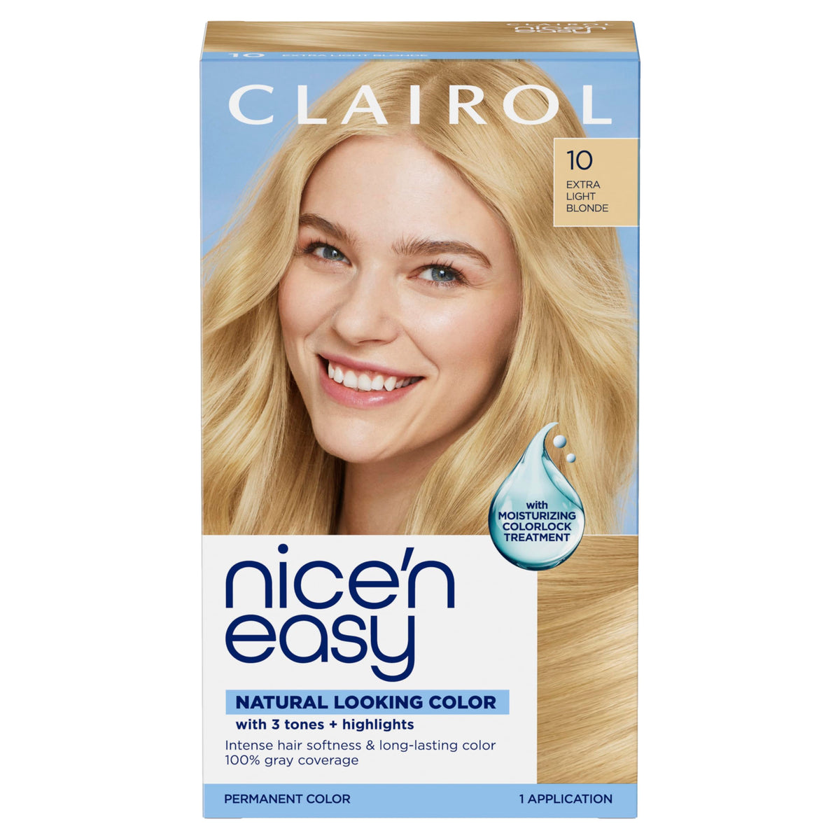 Clairol Nice'n Easy Permanent Hair Dye, 10 Extra Light Blonde Hair Color, Pack of 1 Beauty & Personal Care Clairol