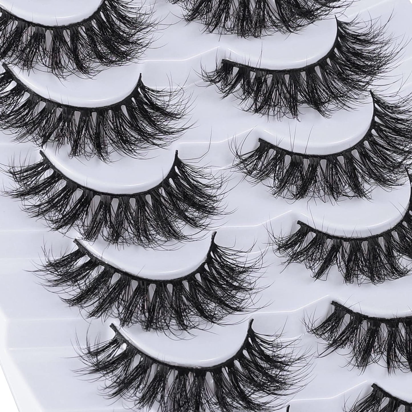 Mebver False Lashes Fake Eyelashes Cat Eye Lashes Faux Mink Lashes Natural Look 8D Fluffy Wispy Lashes That Look Like Extensions Pestañas Postizas D Beauty & Personal Care Mebver