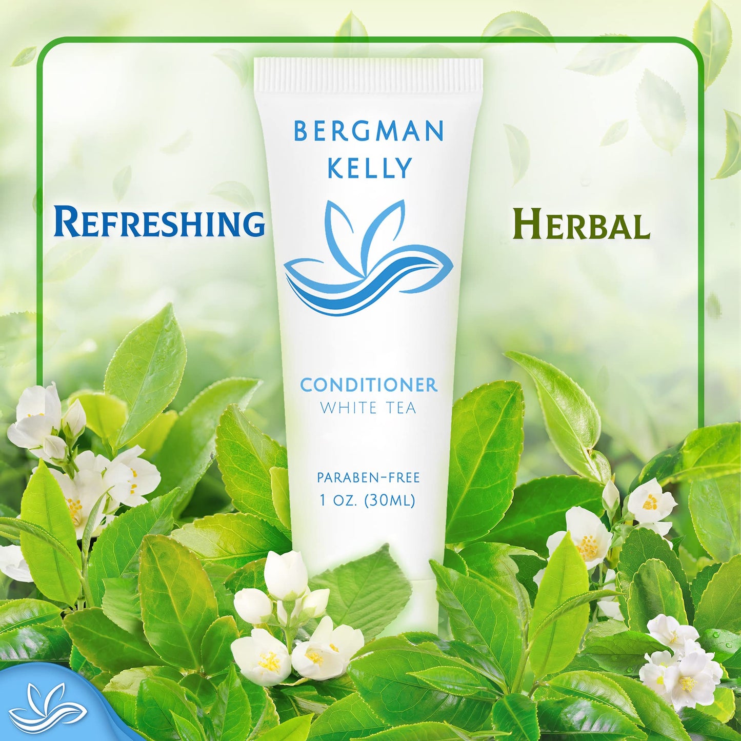 BERGMAN KELLY Rectangular Hotel Soap Bars, Shampoo & Conditioner 3-Piece Set (1 oz each, 150 pc, White Tea), Delight Guests with Revitalizing Beauty & Personal Care BERGMAN KELLY