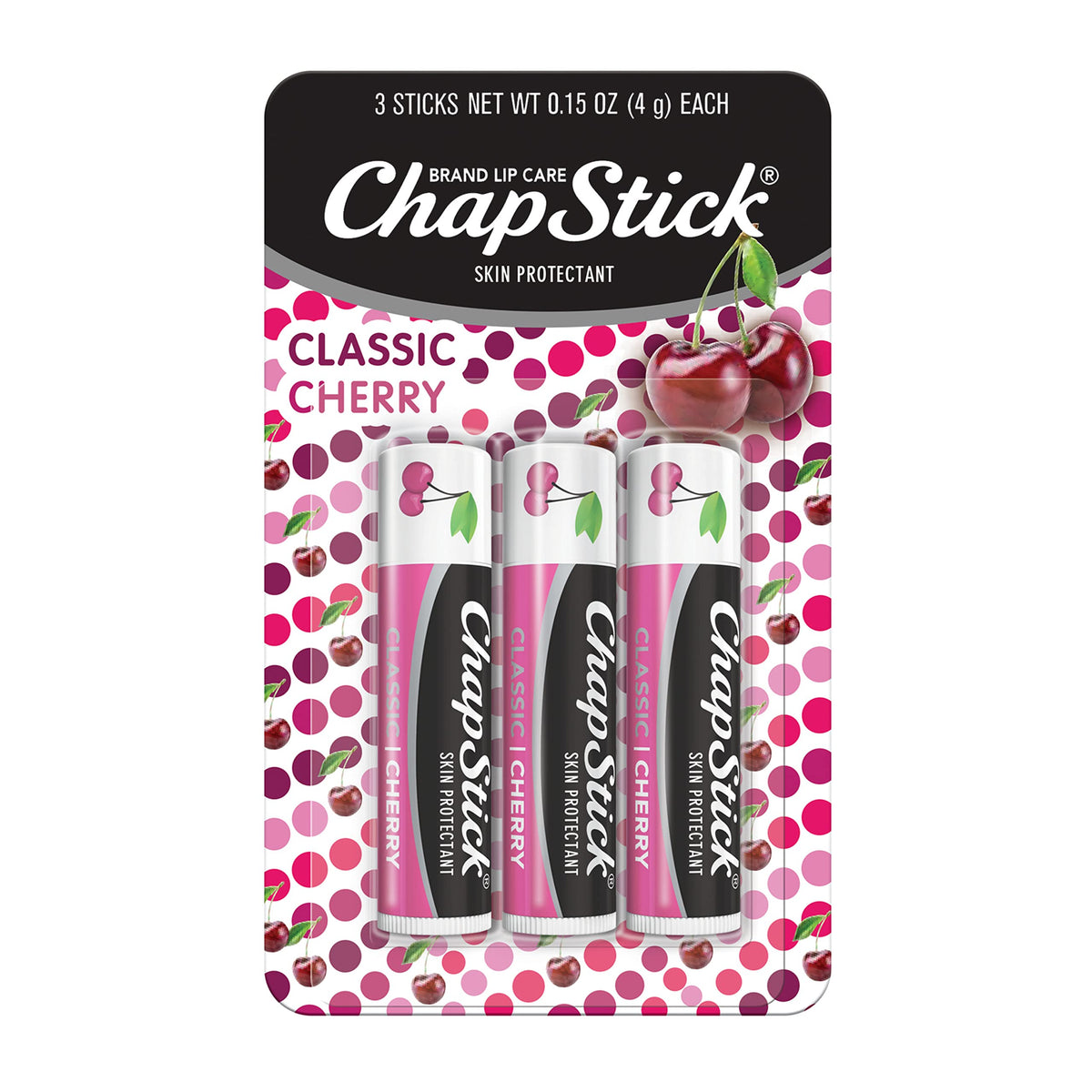 ChapStick Classic Skin Protectant Flavored Lip Balm Tube, Cherry Flavor, 0.15 Ounce (Pack of 3) Beauty & Personal Care ChapStick