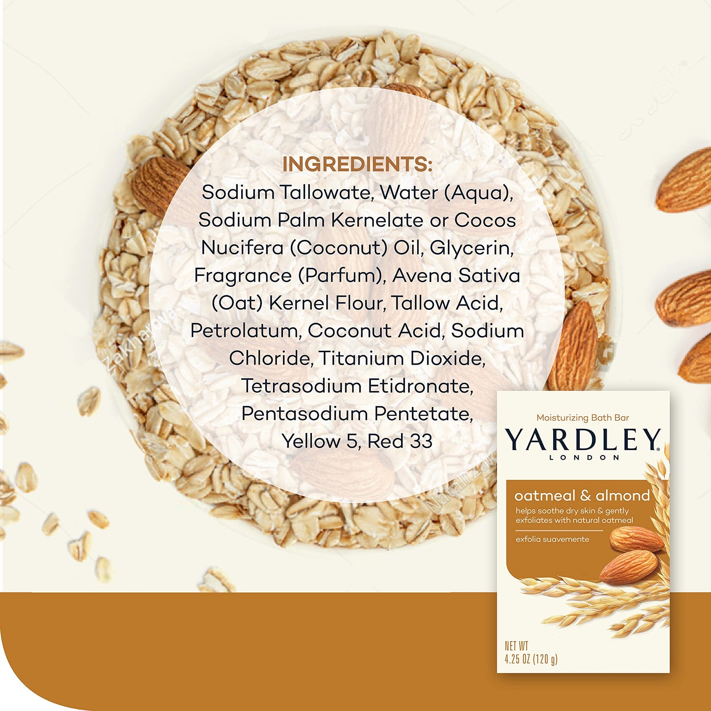 Yardley London Oatmeal and Naturally Moisturizing Bath Bar, Almond (Pack of 2) Beauty & Personal Care Yardley