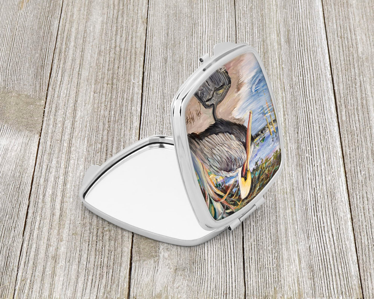 Caroline's Treasures JMK1218SCM Pelican Bay Compact Mirror Decorative Travel Makeup Mirror for Women Girls Gifts Pocket Makeup Mirror Folding Handheld Beauty & Personal Care Caroline's Treasures