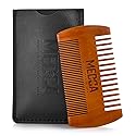 Wooden Beard Comb With Leather Case - Handcrafted Solid Beechwood Beard, Mustache and Head Hair Pocket Combs for Men Dual Action Fine & Coarse Teeth Beauty & Personal Care MEDca