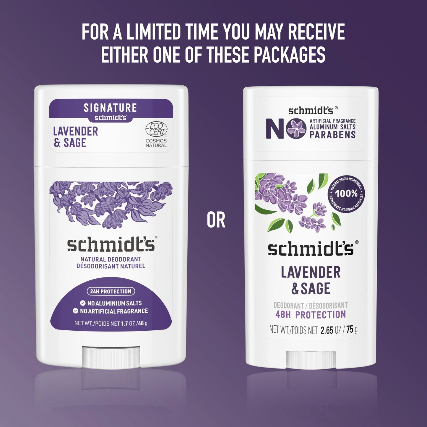 Schmidt's Aluminum-Free Vegan Deodorant Lavender & Sage with 24 Hour Odor Protection, for Women and Men, Natural Ingredients, Cruelty-Free, 2.65 oz Beauty and Personal Care Schmidt's