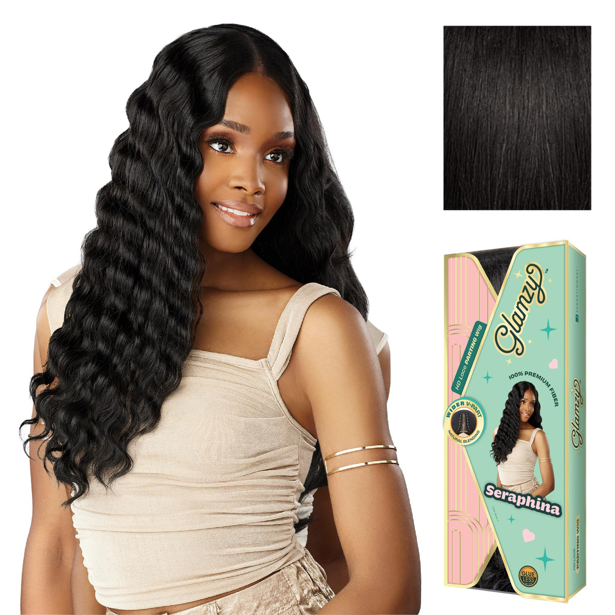 Sensationnel Glamzy Lace Part Wig-Seraphina, 1B OFFBLACK
