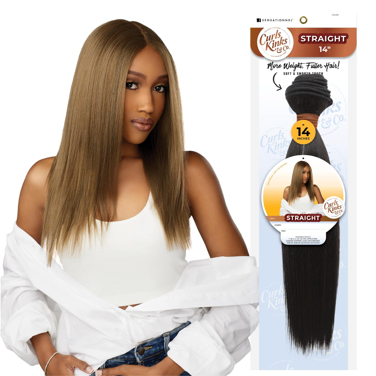 Sensationnel CKCO Synthetic Bundle-Straight,1 pack 14 inch, 4 MEDBROWN