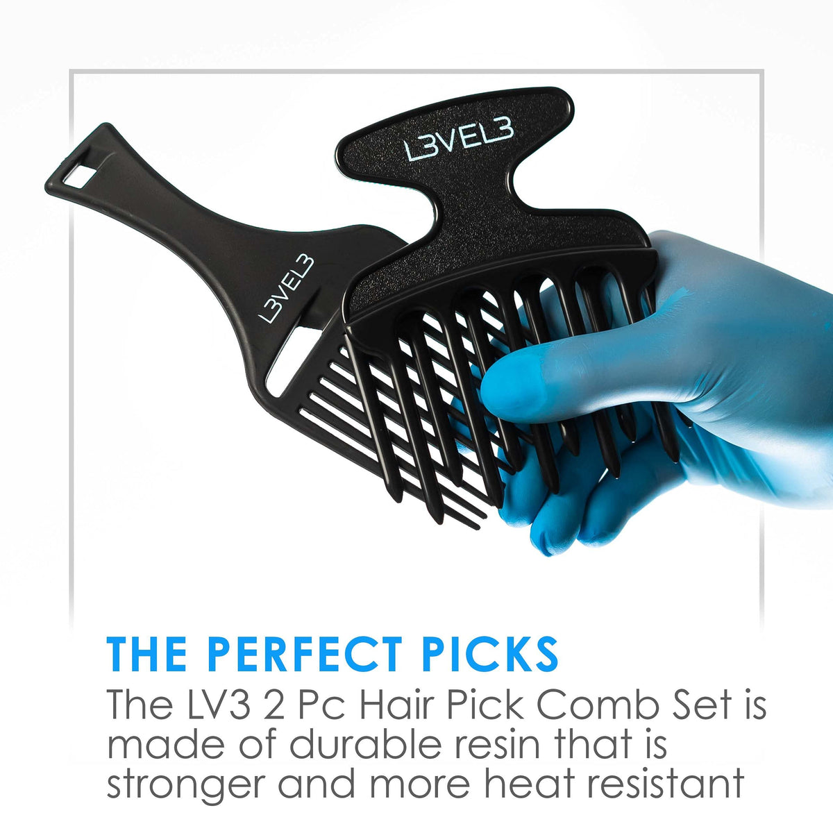 Level 3 Hair Pick Comb Set - Glides Through Hair Easily - Professional Salon Quality - Rounded Tips to Prevent Irritation - Level Three Hair Picks -