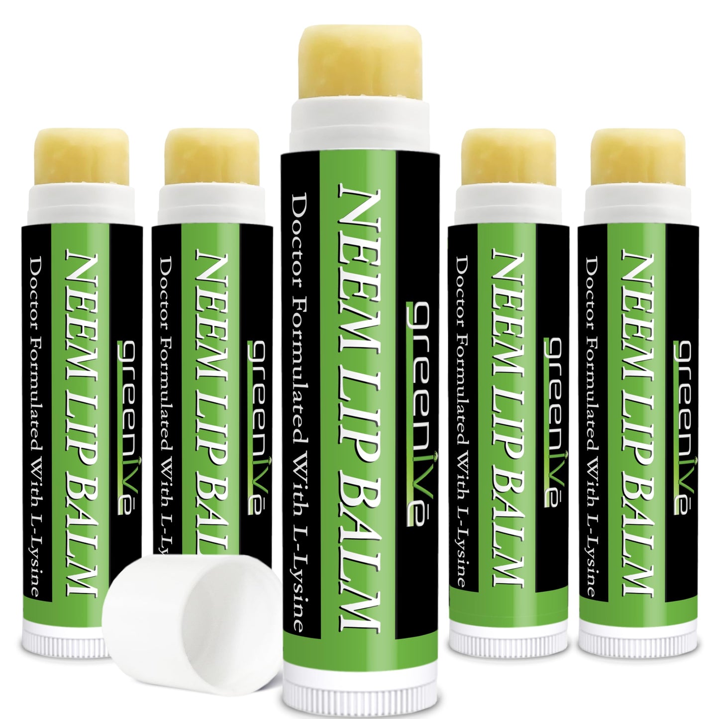 GreenIVe Neem Lip Balm Vegan Lip Moisturizer Neem Seed Oil L-Lysine Handcrafted Natural Lip Care Chap Stick for Dry Lips Cracked Lips Sensitive Lips Beauty and Personal Care GreenIVe